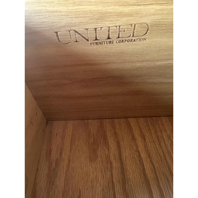 Spanish Colonial Revival Vintage Carved Solid Oak Gentleman's Chest or Armoire Crafted in North Carolina by United Furniture For Sale In Saint Louis - Image 6 of 6