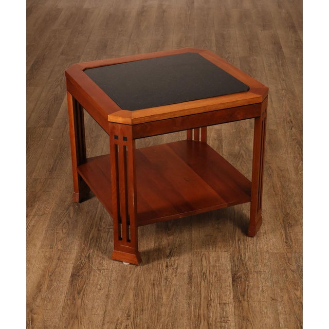 High Quality American Made Cherry End Table By Stickley From The 21st Century Collection. Features A Geometric Framed Top...