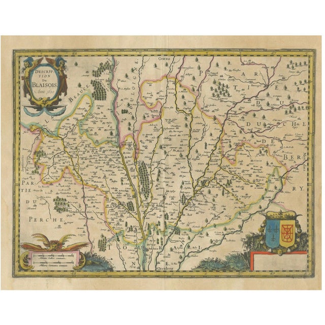Map of Blaisois by Janssonius, 1633 For Sale