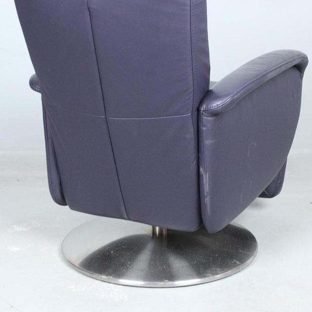 Animal Skin Adjustable Reclining Relax Chair in Purple Leather with Stainless Steel Frame For Sale - Image 7 of 11