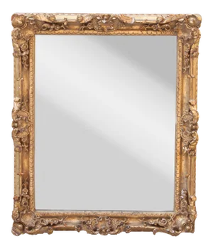 Neoclassical Empire Style Rectangular Mirror in Hand Carved Giltwood, 1970s