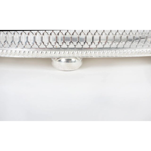 Mid 20th Century English Sheffield Plated Oval Barware Gallery Tray For Sale In New York - Image 6 of 9