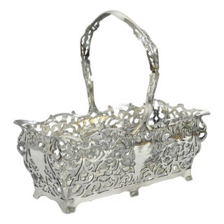 Antique Victorian Silver Plated Reticulated Scrollwork Bread Basket by Forbes For Sale