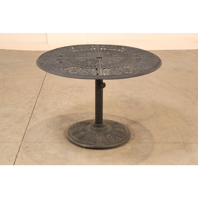 Hanamint Outdoor Round Cast Aluminum Dining Table and Chair Set For Sale - Image 13 of 18