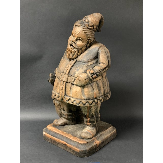 Figurative Vintage Carved Solid Wood Paper Mache Mold Santa Claus Sculpture For Sale - Image 3 of 9