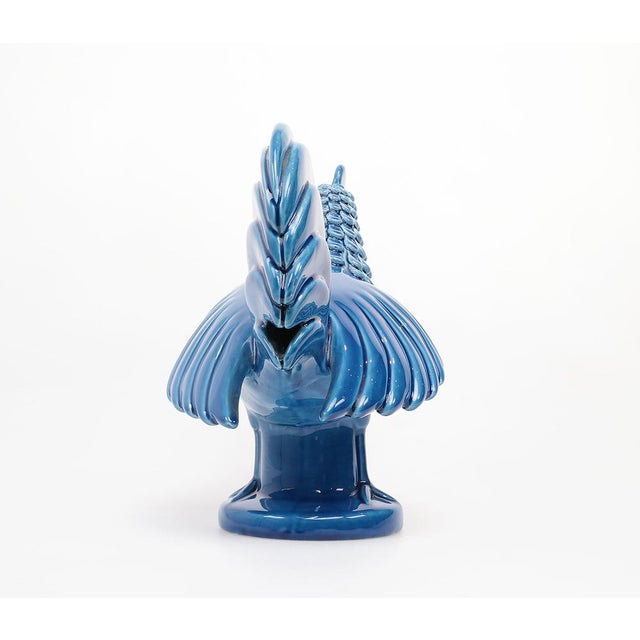 1960s Vintage Italian Blue Ceramic Rooster, 1960s For Sale - Image 5 of 14