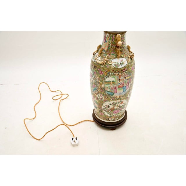 Large Antique Oriental Ceramic Table Lamp, 1890 For Sale - Image 6 of 13