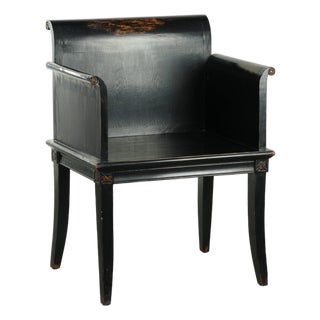 20th Century Asian Style Black Wooden Armchair For Sale