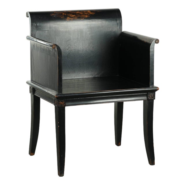20th Century Asian Style Black Wooden Armchair For Sale