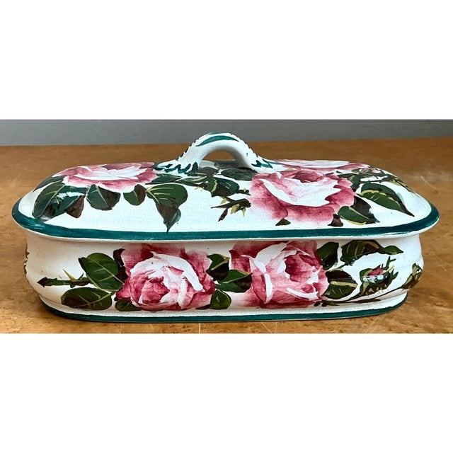 Vintage Rose Motif Porcelain Trinket Box For Sale - Image 9 of 12