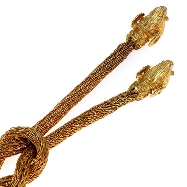 Estate Diamond Ruby 18k Gold 2 Ram Head Pendant Weave Necklace 132g For Sale - Image 4 of 7