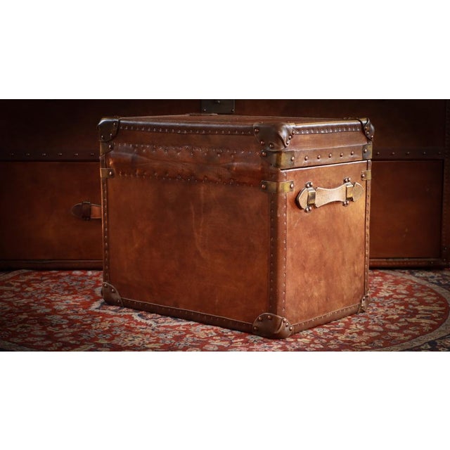 Tan Vintage Officers Campaign White Star Trunk in Leather, 2010s For Sale - Image 8 of 18
