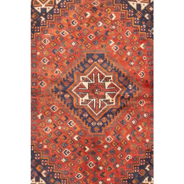 Vintage Hand-Knotted Persian Qashqai Rug 3'11" X 5'4" For Sale - Image 4 of 17