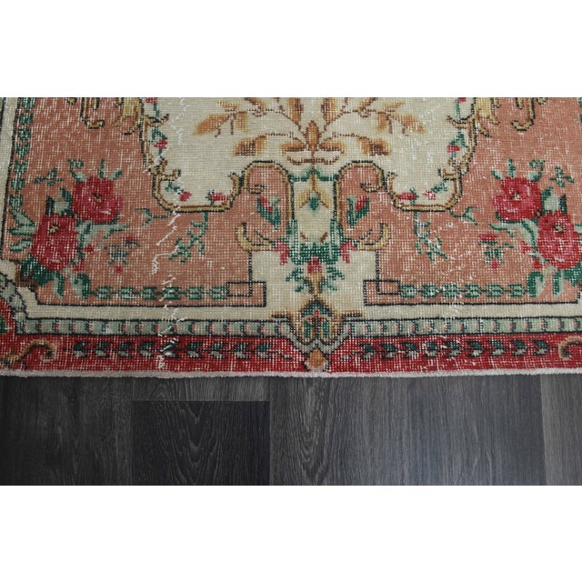 Textile 1970s Vintage Handmade Wool Cotton Pink Area Rug For Sale - Image 7 of 11