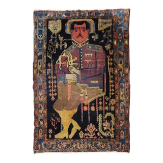 Mid 20th Century Kurdish Colonel Mohammad Tagi-Khan Persian Pictorial Rug - 4'6" x 6'6" For Sale