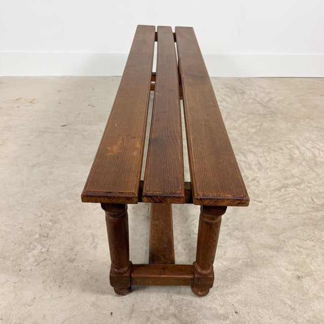 Antique Oak Benches with Turned Legs, 1920s, Set of 2 For Sale - Image 6 of 15
