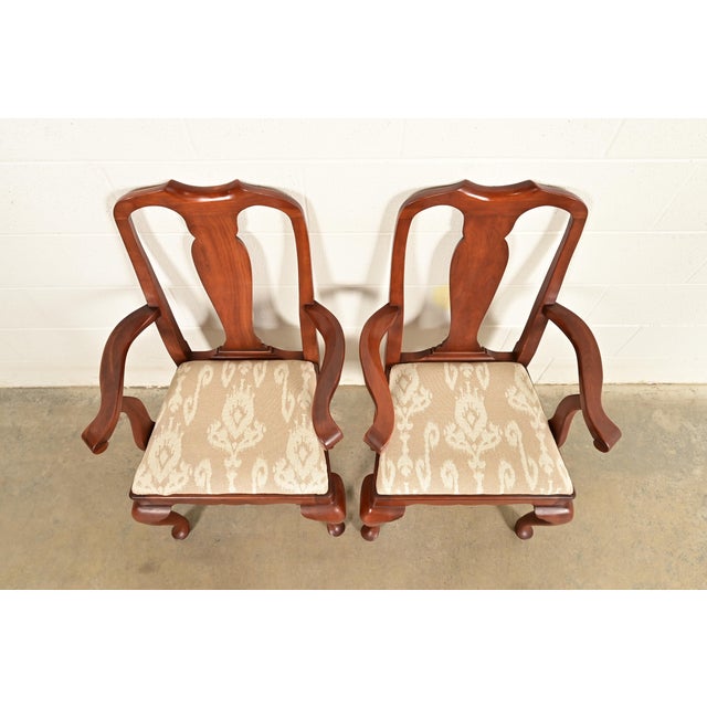 Henkel Harris Queen Anne Solid Cherry Wood Armchairs | Pair For Sale In South Bend - Image 6 of 17