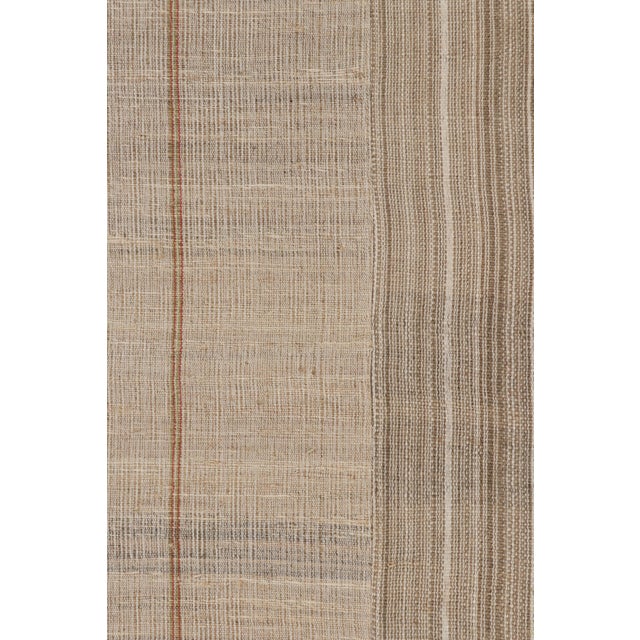 Traditional Oversized Vintage Kilim in Beige-Brown and Cream Geometric Stripes - Rug & Kilim For Sale - Image 3 of 8