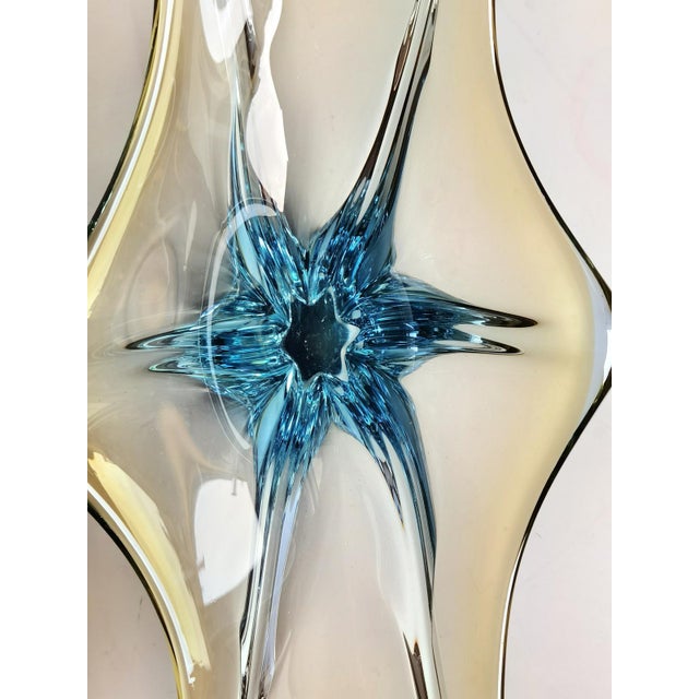 Art Glass Multicolor Light Blue Basket Fruit Bowl Catchall Italy, Murano Style 1970s For Sale - Image 4 of 7