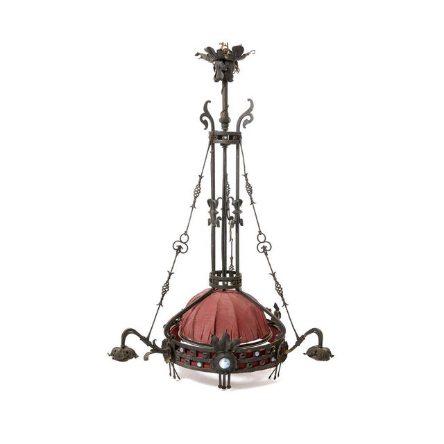 Metal Wrought Iron Chandelier, 1890s For Sale - Image 7 of 7