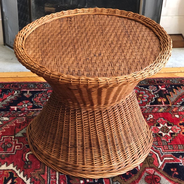 Mid-20th Century Boho Handwoven Wicker Table For Sale - Image 10 of 12
