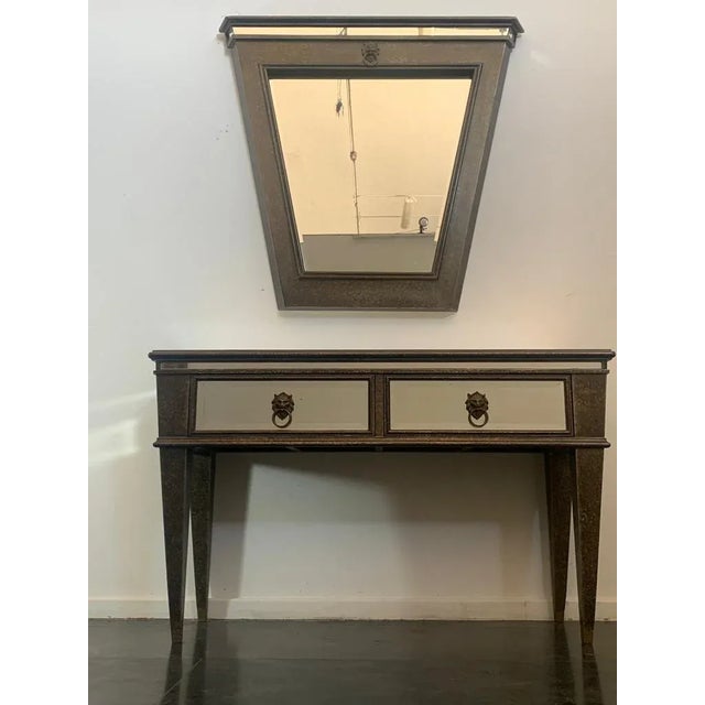 Console and Mirror with Metal Leaf and Bronze Details, 1990s, Set of 2 For Sale - Image 12 of 12
