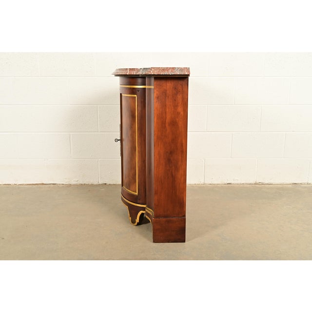 Baker Furniture Italian Provincial Carved Cherry Wood, Parcel Gilt, and Marble Top Demilune Sideboard or Bar Cabinet For Sale - Image 14 of 16