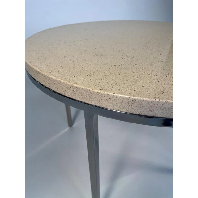 Mid-Century Modern Late 20th Century Round Modern Side Table With Terrazzo-Style Top and Chrome Base For Sale - Image 3 of 4