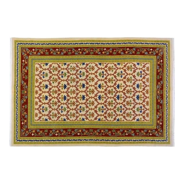 Vintage Chinese Art Deco Hand Knotted Wool Rug,6'8'' X 10' For Sale