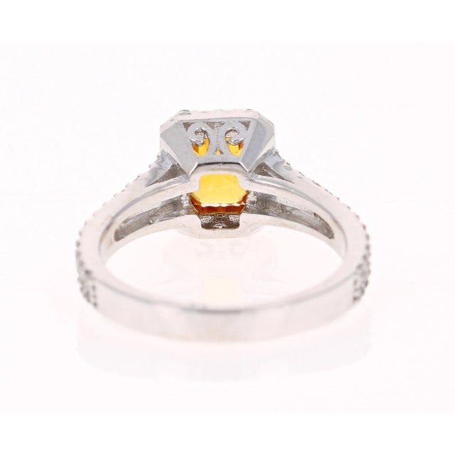 1.96 Carat Diamond Sapphire White Gold Engagement Ring, Size 7 For Sale - Image 4 of 6