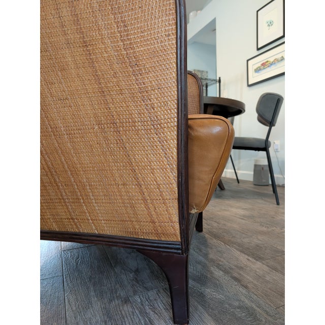 1970's Sculptural Mid-Century Modern Bentwood Lounge Chair With Cane Panels and Leather Seat For Sale - Image 13 of 13