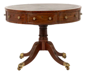 19th Century Regency English Mahogany Drum Table