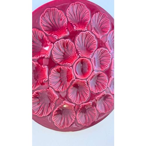 French Ceramic Oyster Plate in Deep Red Glaze, 1960s For Sale - Image 12 of 13
