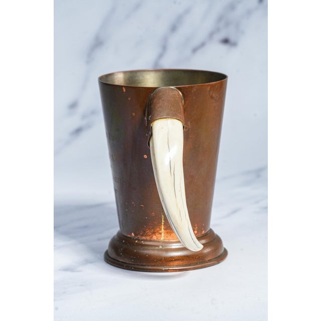 1910s Neat Antique English Copper Boar Handle Hunting Trophy Cup For Sale - Image 5 of 13
