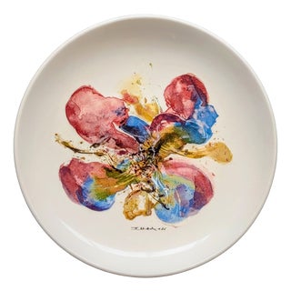 Decorative Ceramic the Orchid Plate by Zao Wou-Ki, 1986 For Sale