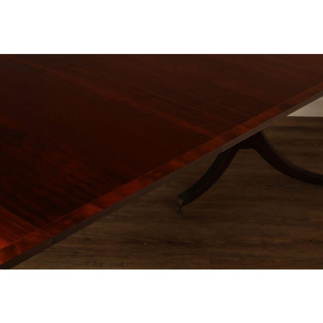Regency Style Banded Mahogany Double Pedestal Dining Table With 2 Leaves For Sale - Image 14 of 18