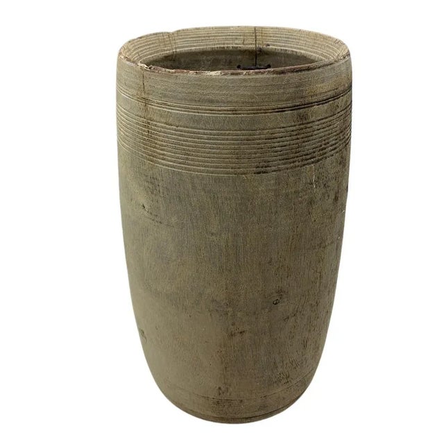 Farmhouse Vintage Indian Wood Vessel For Sale - Image 3 of 5