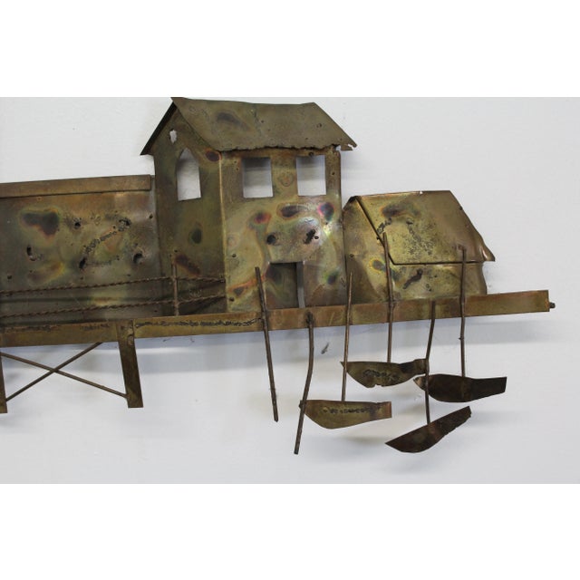 Metal Jere Style Mid-Century Waterfront Scene Metal Wall Hanging For Sale - Image 7 of 13