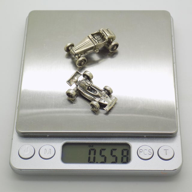 Vintage Italian Handmade Genuine Silver Racing Cars Miniature, 1970s, Set of 2 For Sale - Image 12 of 14