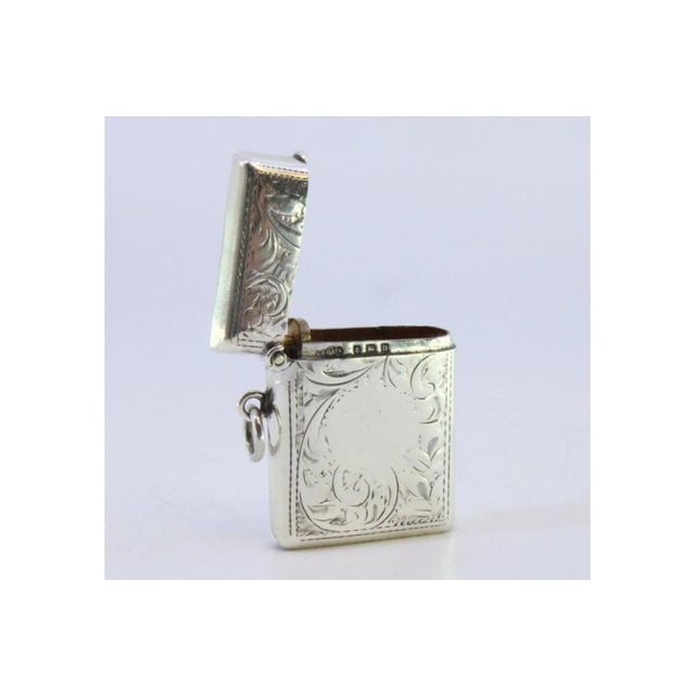 Silver Matchbox with Engraved Plant Motifs and Monogram Card For Sale - Image 4 of 10