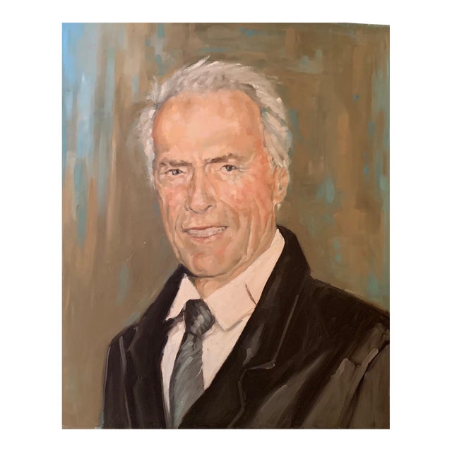'Clint Eastwood' Portrait Oil on Board Original Painting by Shana