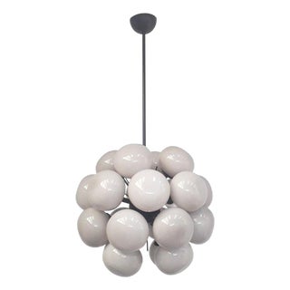 21st Century Ventiquattro Black Powder Coat Cream Pebble Murano Sputnik Chandelier by Fabio LTD For Sale