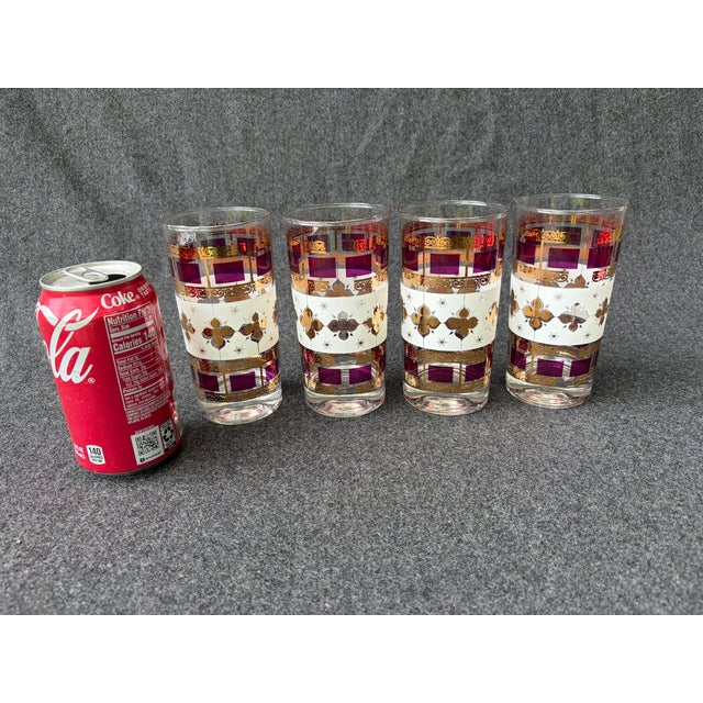 Vintage Mid-Century Modern Culver LTD 22k Starburst Highball Glasses Set of 4 For Sale - Image 9 of 12