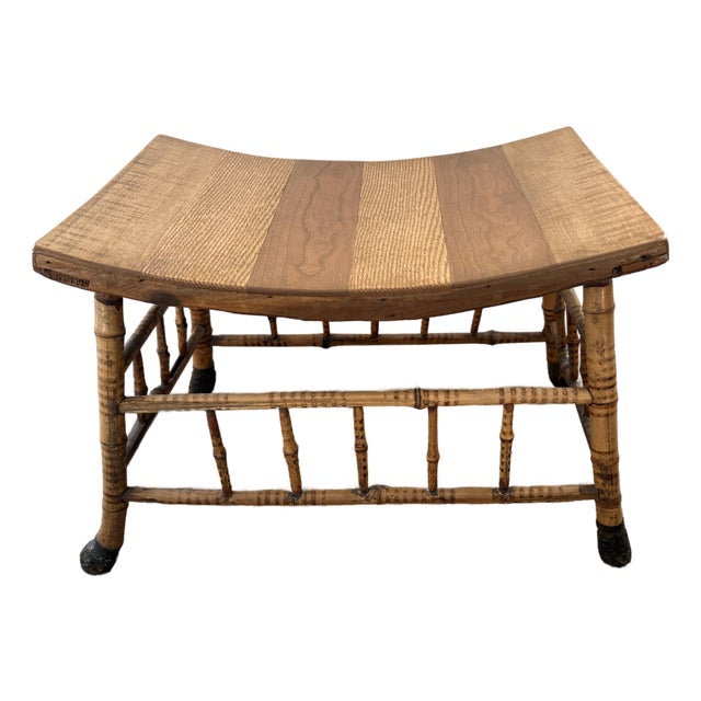 Antique English Root Bamboo Thebes Stool Egyptian Revival For Sale