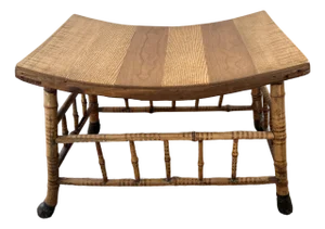 Antique English Root Bamboo Thebes Stool Egyptian Revival