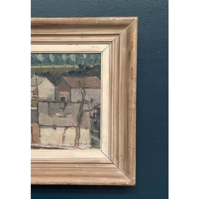 Landscape with Geometric Houses, 1950s, Oil on Panel, Framed For Sale - Image 4 of 18