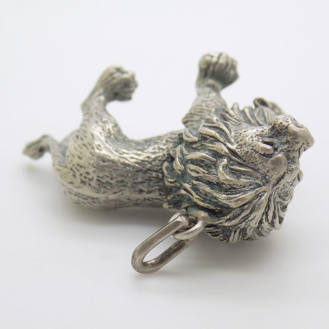 Metal Vintage Italian Handmade Genuine Silver Lion Detailed Figurine / Sculpture / Pendant For Sale - Image 7 of 10