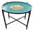 Vintage Chinoiserie-Style Teal and Black Metal Tray Table For Sale