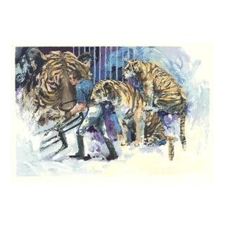 1985 Wayland Moore 'Three Tigers in the Circus' Contemporary Multicolor Usa Serigraph For Sale