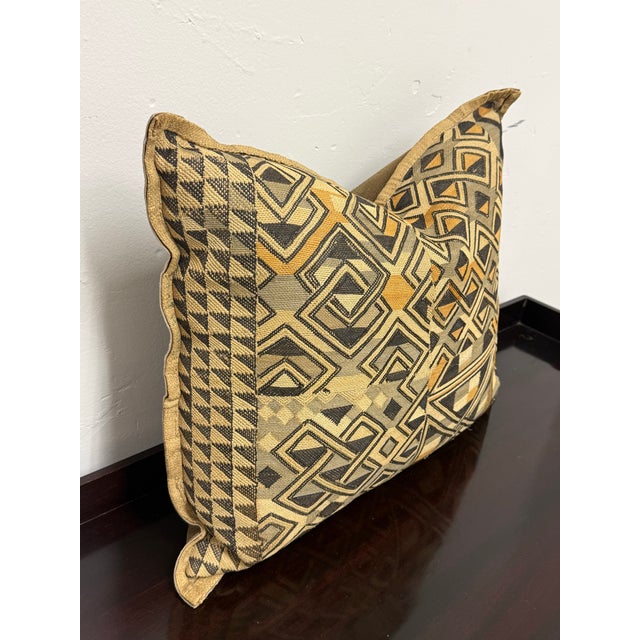 Tribal Kuba Cloth Geometric Decorative Pillow. For Sale - Image 3 of 12